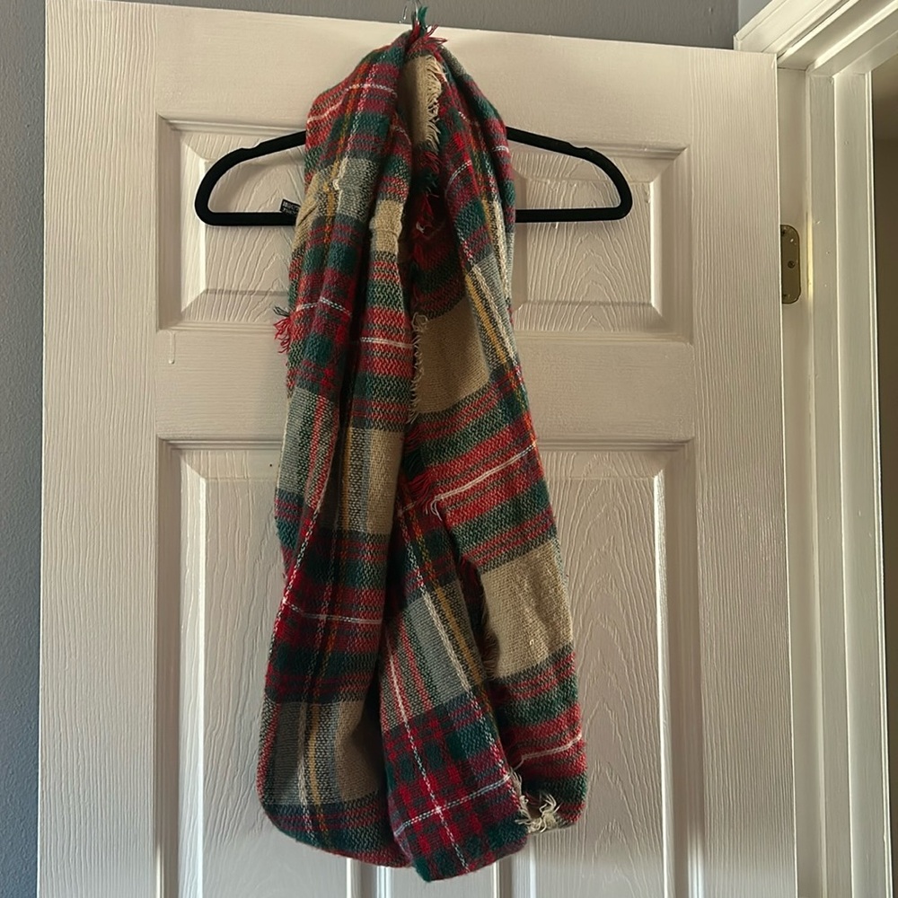 Plaid infinity scarf